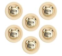 Lot de 6 boutons en métal en forme de tête d'ours - Boutons à coudre - Boutons ronds mignons - Pour réparation et décoration - Blanc cassé - 25 mm