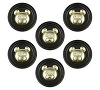 Lot de 6 boutons en métal en forme de tête d'ours - Boutons à coudre - Boutons ronds mignons - Pour réparation de décoration - Noir - 25 mm