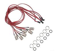 Lot de 6 boutons poussoirs momentanés en métal 12 V 12 mm 2P pré-câblés IP65 étanches pour équipement industriel automobile marin