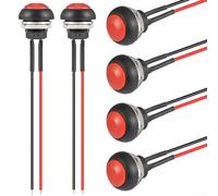 Lot de 6 boutons poussoirs ronds 12 mm marche/arrêt momentanés en métal étanches pour voiture, bateau, électronique pour klaxon (rouge)