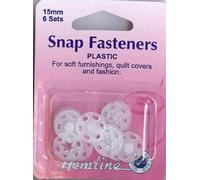 Hemline H424 | Plastique Transparent Rond à coudre Boutons pression | 15 mm | ensemble de 6.