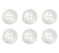 Lot de 6 boutons ronds en plastique à coudre en forme de corne synthétique pour jupes, pantalons, costumes, shorts et manteaux Blanc 18 mm Longueur 28 mm