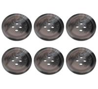 Lot de 6 boutons ronds en plastique à coudre en forme de corne synthétique pour manteaux, vestes, cardigans, 4 trous, gris, 20 mm