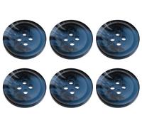 Lot de 6 boutons ronds en plastique à coudre pour manteaux, vestes, cardigans, 4 trous, bleu 20 mm, 32 L