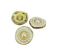 Lot de 6 boutons ronds irréguliers en métal imitation perle 13 mm/15 mm/18 mm/23 mm (couleur 2, 6 pièces)