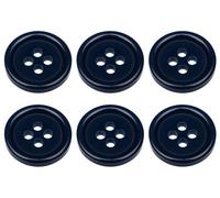 Lot de 6 boutons ronds plats à coudre Bleu foncé 15 mm 4 trous 24L 24 lignes