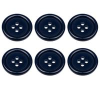 Lot de 6 boutons ronds plats à coudre Bleu foncé 20 mm 4 trous 32L Ligne