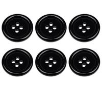 Lot de 6 boutons ronds plats à coudre Noir 23 mm 4 trous 36L 36 lignes