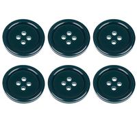 Lot de 6 boutons ronds plats à coudre - Vert paon - 20 mm - 4 trous - 32 L