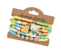 Lot de 6 bracelets de Pâques en forme d'œufs de lapin de Pâques en polymère souple avec couleur vive pour enfants et adultes Bijoux de Pâques faits à la main, taille unique, Comme décrit