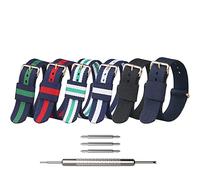 Lot de 6 bracelets de rechange en nylon doux coloré pour homme et femme avec boucle ardillon (17 mm doré)