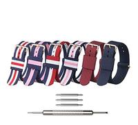 Lot de 6 bracelets de rechange en nylon doux coloré pour homme et femme - Lavable - Avec boucle ardillon - 10/12/13/14/15/16/17/18/19/20/22 mm, 15 mm, Quartz synthétique.