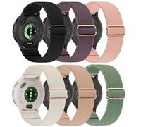 Lot de 6 bracelets élastiques Solo Loop pour Garmin Venu 3S/Venu 2S/Forerunner 265S/255S/255S Music/Vivoactive 4S/Vivomove 3S, 18 mm en nylon souple à dégagement rapide, One Size, Nylon, Pas de pierre