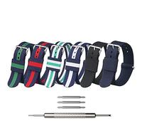 Lot de 6 bracelets en nylon doux coloré pour homme et femme en toile lavable avec boucle ardillon (12 mm, argent1)