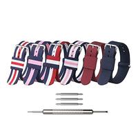 Lot de 6 bracelets en nylon doux coloré pour homme et femme en toile lavable avec boucle ardillon (16 mm, argent2)