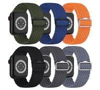 Lot de 6 bracelets tressés antidérapants compatibles avec Apple Watch 38 mm, 40 mm, 41 mm, 42 mm, 44 mm, 45 mm, 49 mm, en nylon élastique pour Apple Watch Series 8/SE/7/6/5/4/3/2/1/Ultra