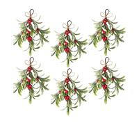 Lot de 6 branches artificielles givrées pour décoration murale de Noël | Branches de Noël avec baies 23 cm pour couronne d'arrangement floral porte fenêtre mur porche cheminée