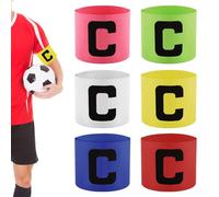 Lot de 6 brassards de capitaine pour adulte, brassard de capitaine de football, réglable, brassard élastique pour le football, brassard de capitaine multicolore pour de nombreux sports, junior, adulte