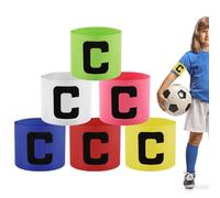 Lot de 6 brassards de capitaine réglables pour enfant - Bracelet de capitaine de football - Bracelet élastique - Pour football, rugby (style enfant)