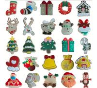 Lot de 6 breloques sur le thème de Noël pour sabots, sandales, pantoufles, crocs et claquettes à bulles, 2 cm, en polychlorure de vinyle, sans pierre précieuse