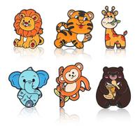 Lot de 6 broches en forme d'animal de la forêt de dessin animé, mignon, éléphant, lion, singe, girafe, tigre, ours marron, épingles, pin's en émail pour adolescents, enfants, vêtements décoratifs