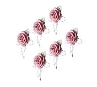 Lot de 6 broches sophistiquées en forme de fleur pour mariés et mariés, taille unique, Comme décrit