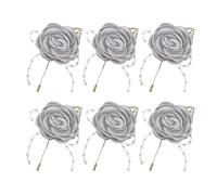 Lot de 6 broches sophistiquées en forme de fleur pour mariés et mariés, taille unique, Comme décrit