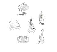 Lot de 6 broches sur le thème de la musique en émail avec notes de musique, guitare, violon, piano, pour anniversaire, filles, garçons, écharpe, sac à dos, badges, accessoires, cadeau, taille unique