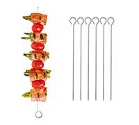 Lot de 6 brochettes à kebab en acier inoxydable pour cuire et griller de la viande, des légumes, des fruits, etc., 24 cm