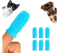 Lot de 6 Brosse à Dent Chien, Brosse a Dent Chat Doigt 360º, Kit de Brosse à Dents de Nettoyage Des Dents en Silicone pour Chien Chiots, ChatK et Petits Animaux