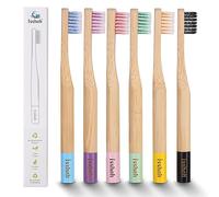 Lot de 6 brosses à dents en bambou pour enfants avec manche biodégradable, sans BPA, respectueux de l'environnement, taille enfant, certifié FSC et approuvé PETA, lot de 6 (poils en nylon doux en