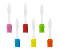Lot de 6 brosses à huile, à épices, à l'huile de cuisson, à long manche, résistant à la chaleur, réutilisable, en silicone (6 couleurs)