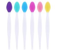 Lot de 6 brosses à lèvres double face en silicone - Pinceau exfoliant pour lèvres - Mini pinceau à lèvres nettoyant doux pour des lèvres plus lisses et plus pleines