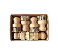 Lot de 6 brosses à vaisselle en bambou - En palmier et sisal - En bois durable - Multifonctionnel - Pour nettoyer les pots, la vaisselle, les éviers, les fruits et les légumes