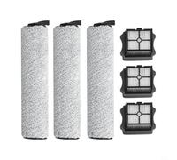 Lot de 6 brosses et filtres de rechange pour aspirateur humide et sec Tineco Floor ONE S3 (6 pièces : 3 brosses et 3 filtres) compatibles avec Tineco Floor One S3 Series