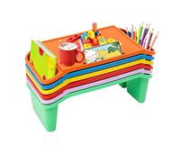 Lot de 6 bureaux pour enfants avec emplacements de rangement, plateau portable empilable pour enfants, plateau d'activités pour enfants, table pour écrire, manger, dessiner, lire, faire des devoirs