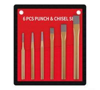 Lot de 6 burins à poinçonner avec poinçon plat et poinçon central pour pierre, bois, maçonnerie, béton avec pochette de rangement (A)