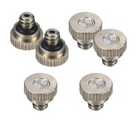 Lot de 6 buses de brumisation en laiton, orifice de 0,3 mm (0,012"), joint torique UNC 10/24, têtes de brumisation de rechange pour système de refroidissement extérieur basse pression (jardin, terra