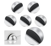 Lot de 6 Butee de Porte Autocollants, Arret de Porte en Acier Avec Tampon en Caoutchouc, Butoir de Porte Sol en Acier Inoxydable pour Tous Les Sols Durs, ProtéGer Portes, Murs Et