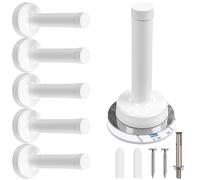 Lot de 6 butées de porte, butées de porte pour sol en caoutchouc, butée de porte auto-adhésive, butée de porte murale blanche, butée de porte robuste en acier inoxydable avec amortisseur d'atténuation