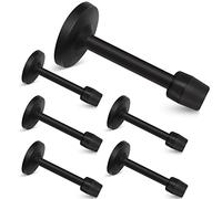 Lot de 6 butées de porte murales noires de 10,2 cm pour plinthes avec embout en caoutchouc amortisseur sonore en acier inoxydable, 100 mm