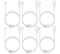 Lot de 6 câbles avec interrupteur de 1,8 m, câble de lampe avec interrupteur, câble de raccordement avec prise 250 V, fiche plate européenne avec câble, câble de lampe adapté pour lampes, ampoules