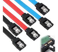 Lot de 6 câbles SATA III de 40 cm - Câble SATA 3.0 - 6 Gbit/s - Nylon avec clip en métal - Câble de connexion pour disque dur SSD - 2 fiches droites de type L
