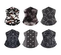 Lot de 6 cache-cou - Bandana multifonction sans couture pour le visage, cagoule, masque de cyclisme, masque de ski et couvre-chef pour sports de plein air