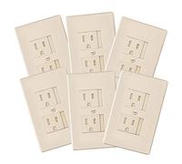 Lot de 6 cache-prises à fermeture automatique pour bébé - Une alternative aux prises murales pour les prises standard (1 vis), beige