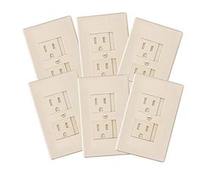 Lot de 6 cache-prises à fermeture automatique pour bébé - Une alternative aux prises murales pour les prises standard (1 vis), beige