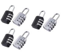 Lot de 6 cadenas à combinaison - Cadenas à combinaison à 3 chiffres en argent et noir - Cadenas de sécurité pour valise, casier, armoire, voyage, bagages, petit