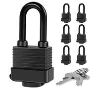 Lot de 6 cadenas étanches avec 12 clés en acier, 4,5 cm de large en acier laminé - Cadenas de sécurité robuste pour extérieur (noir)