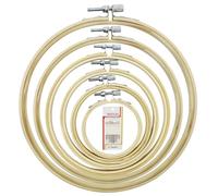 Lot de 6 cadres à broder et 16 aiguilles à coudre, cadre de broderie rond en bambou, cadre de broderie rond réglable, sans bavures, lisse et léger, bon pour la broderie, les œuvres d'art, les outils