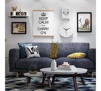 Lot de 6 cadres photo muraux simples, horloge balançoire décorative, cadres photo nordiques pouvant changer de photos, 3 cadres photo en bois massif et 3 accessoires - Noir + blanc